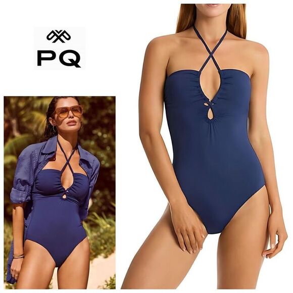 New. Pilyq navy plunge one piece. Small retails $154 - Picture 8 of 11